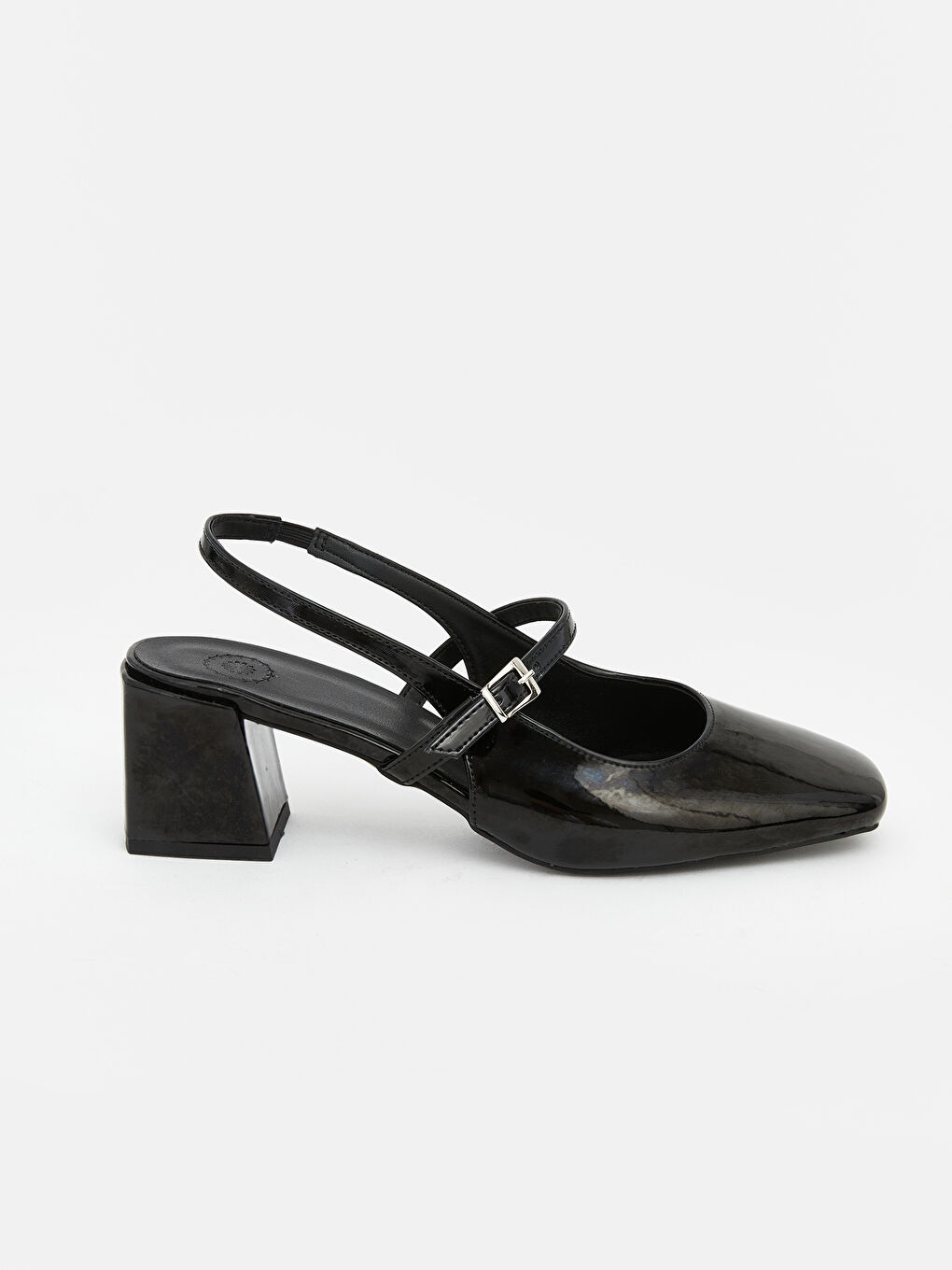 Siyah Deri Görünümlü Kadın Topuklu Ayakkabı-1