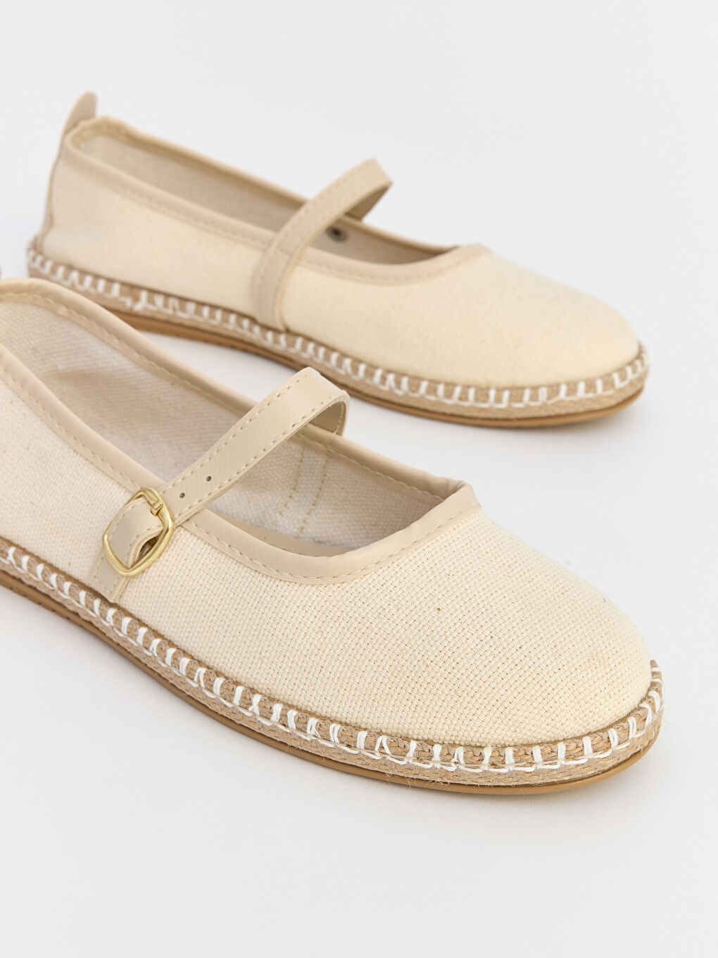 Bej Bantlı Hasır Detaylı Kadın Babet-2