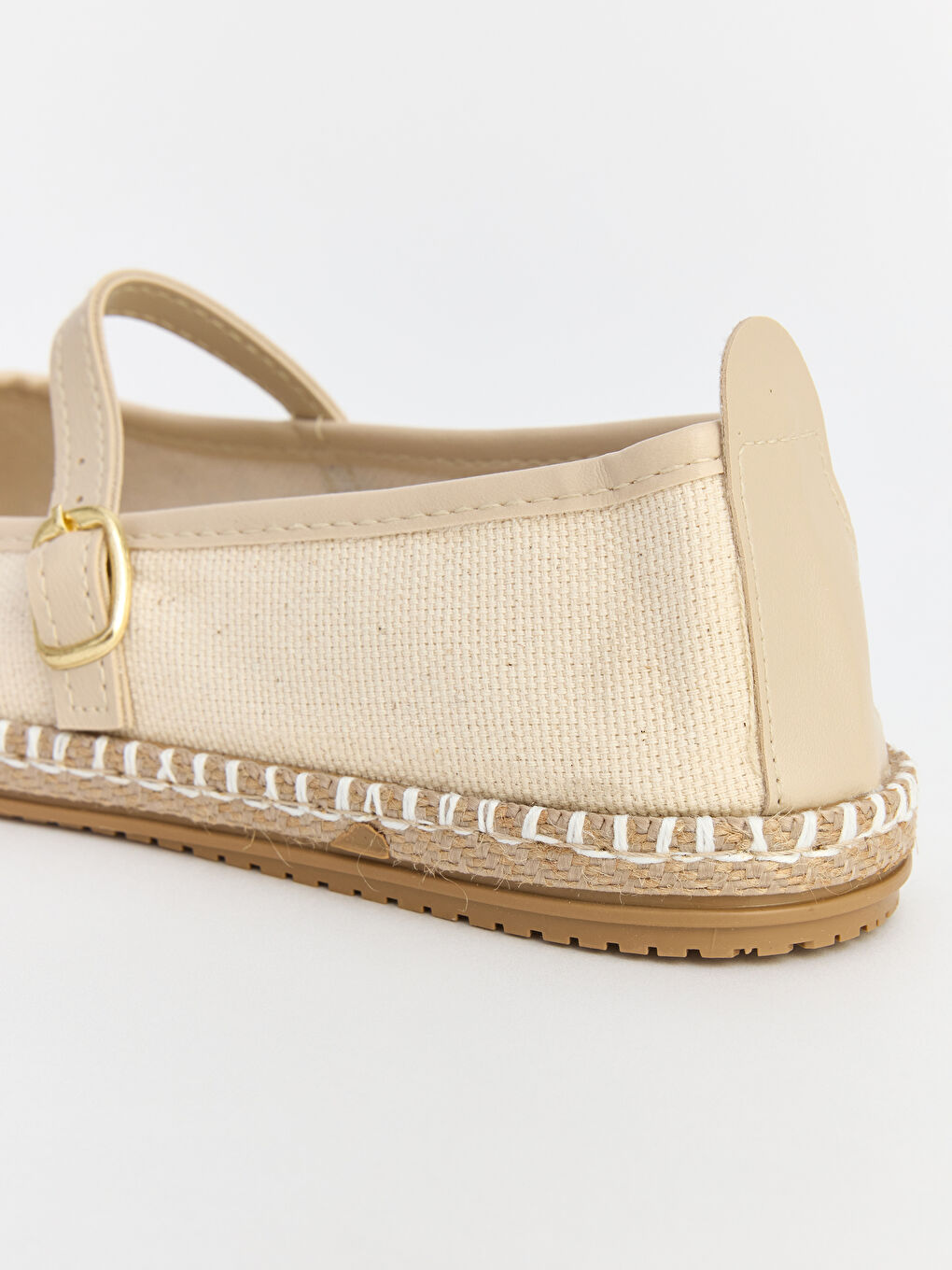 Bej Bantlı Hasır Detaylı Kadın Babet-3