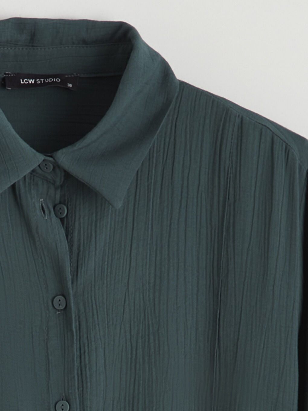 Yeşil Dokulu Krinkle Kadın Gömlek Tunik-5