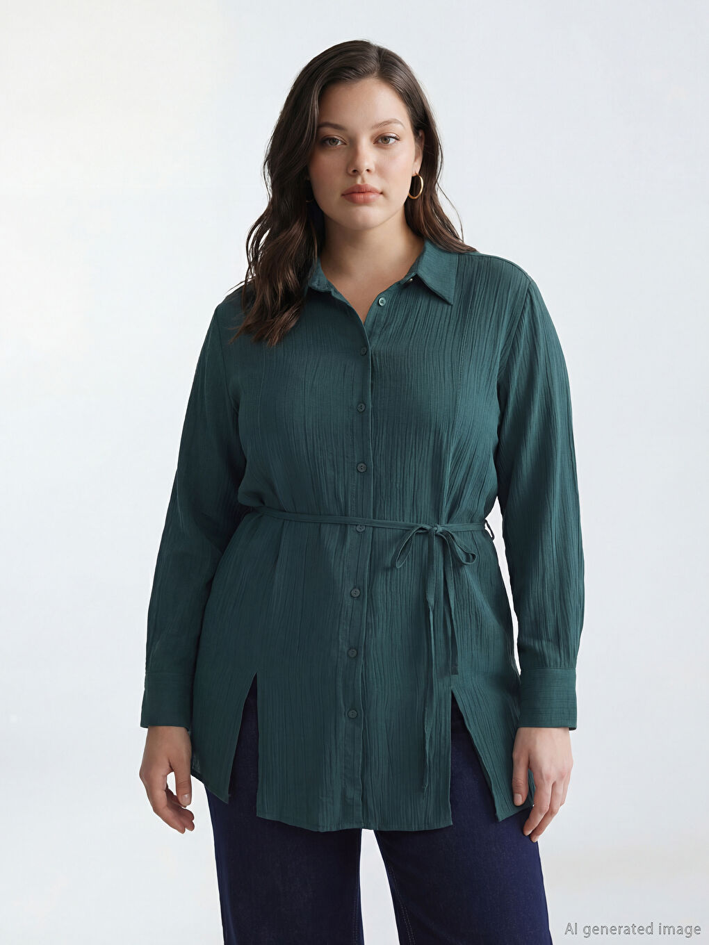 Crinkle Women's Shirt Tunic-1