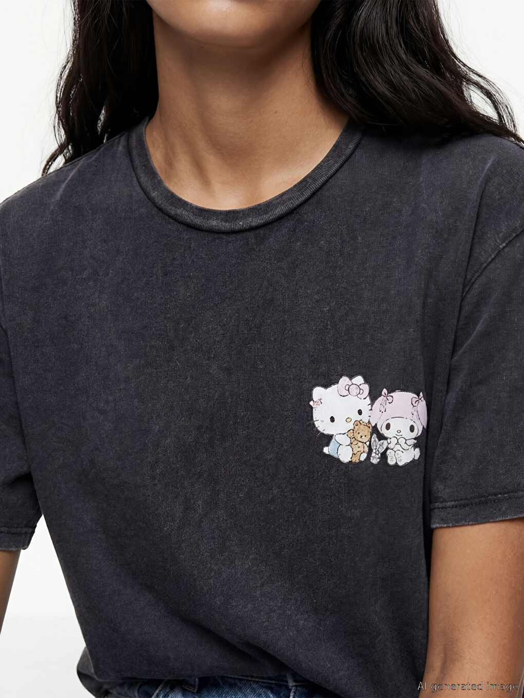 Μπλουζάκι Jersey Hello Kitty με στάμπα για γυναίκες-2