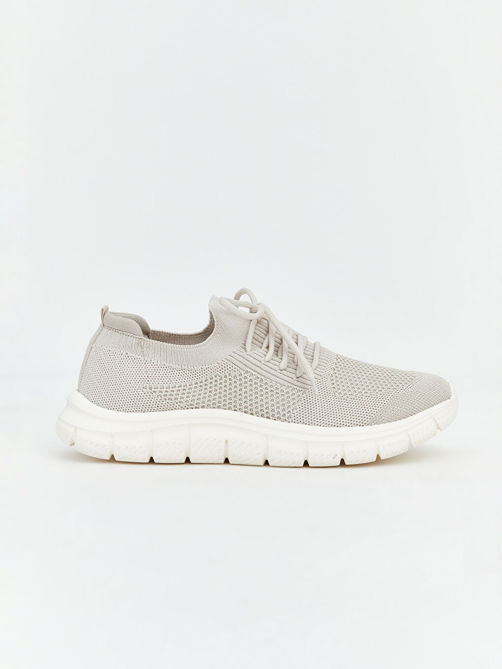 Bej Bağcıklı Fileli Kadın Spor Ayakkabı-1