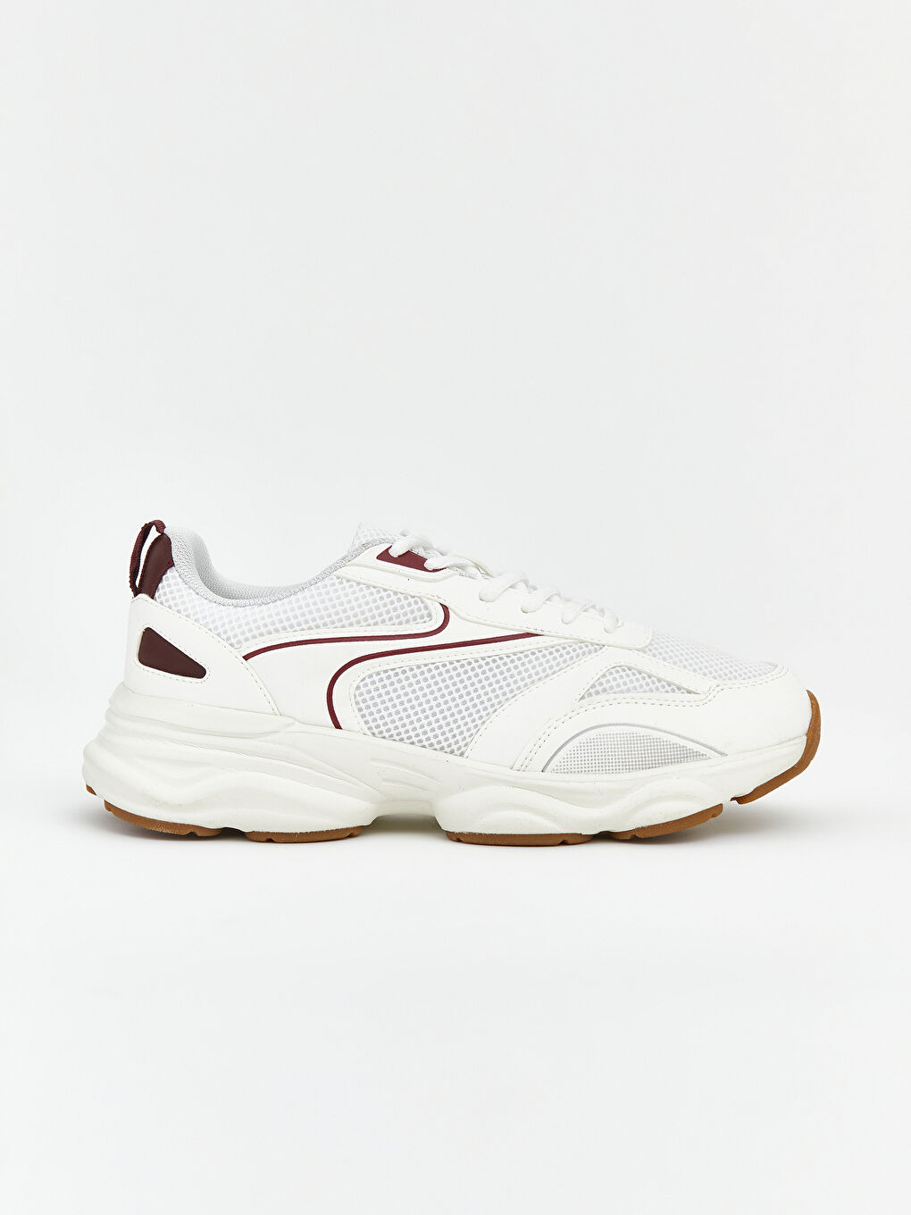 Bordo Bağcıklı Kadın Spor Ayakkabı-1