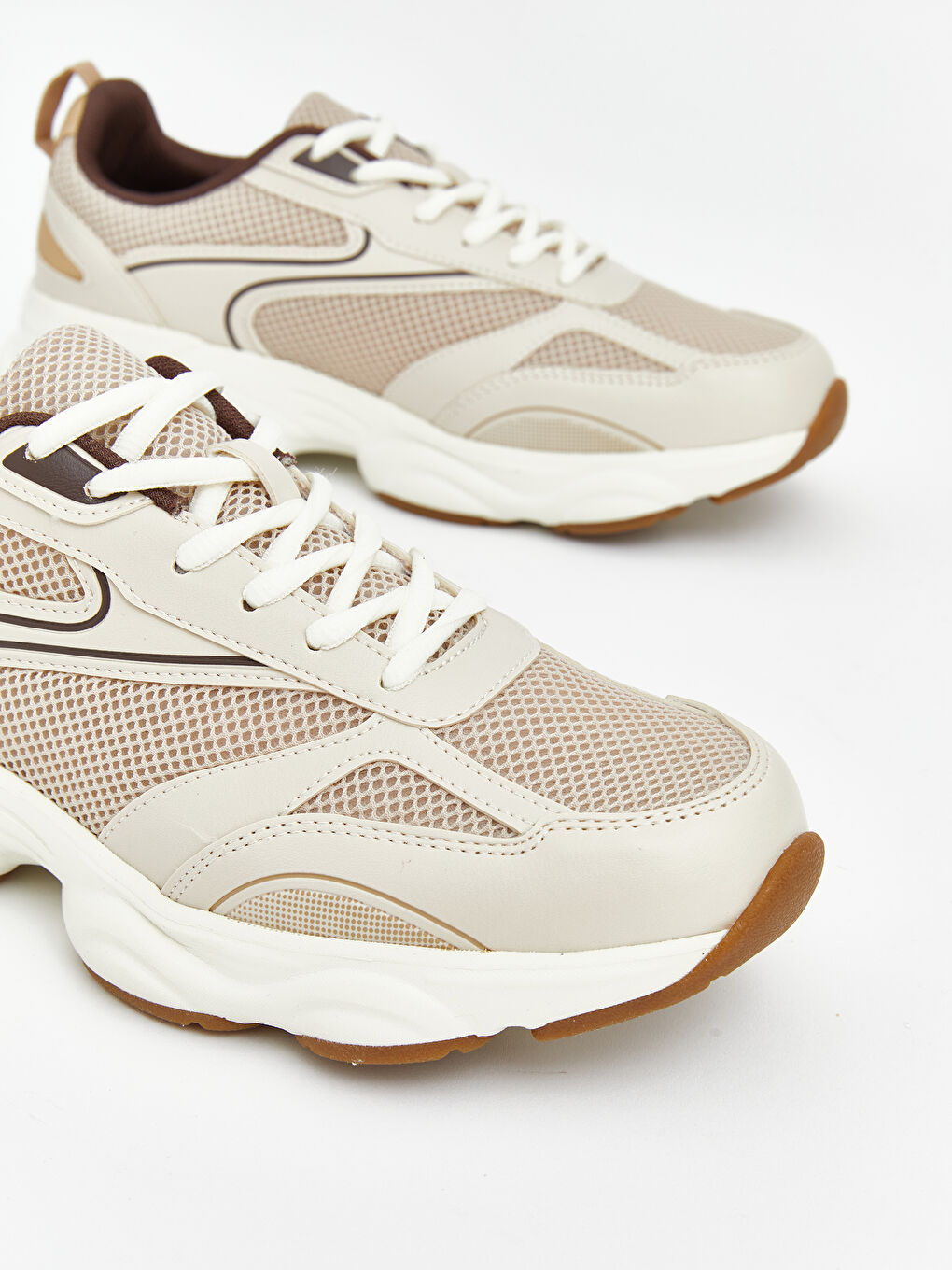 Bej Bağcıklı Erkek SPOR Ayakkabı-2