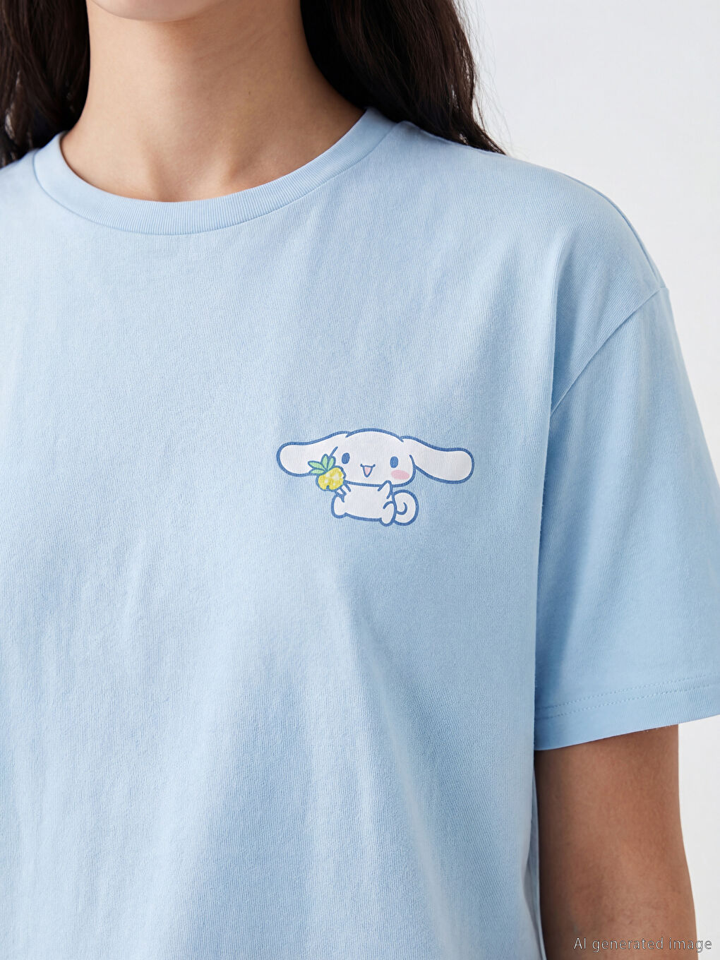 Μπλουζάκι με στάμπα Cinnamoroll, φαρδιά γραμμή, για γυναίκες-2