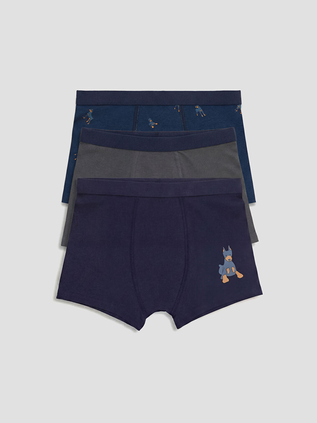Lacivert Baskılı Erkek Çocuk Boxer 3'lü-1