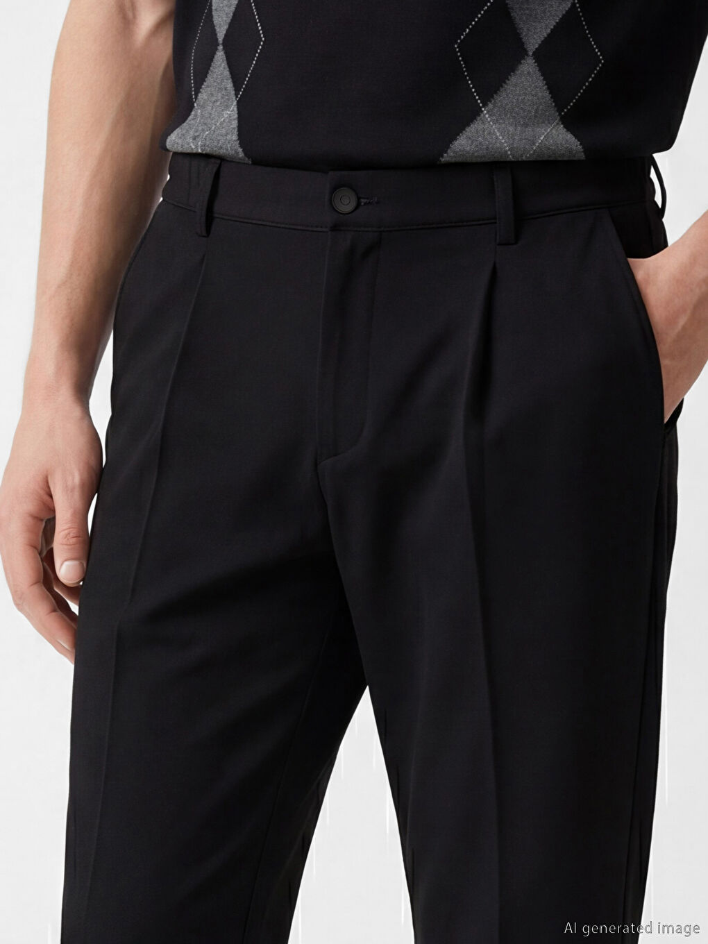 Брюки мужские стандартного кроя со складками-2