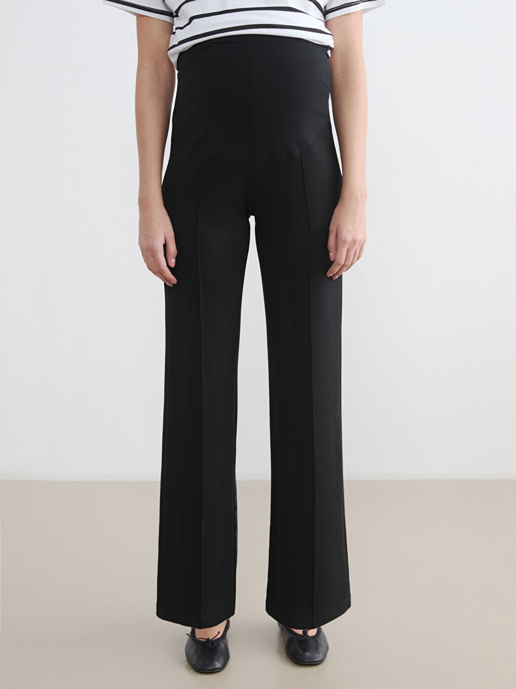 Siyah Karın Panelli Geniş Paça Kadın Eşofman Altı-2