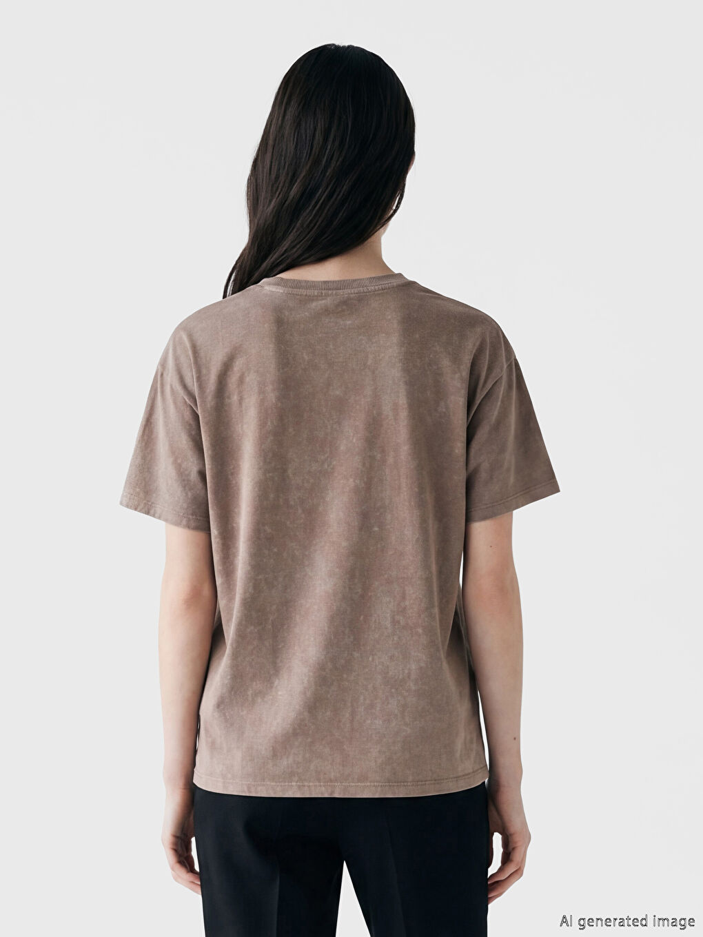 Kahverengi Bisiklet Yak Taşlı Kadın Tişört-2