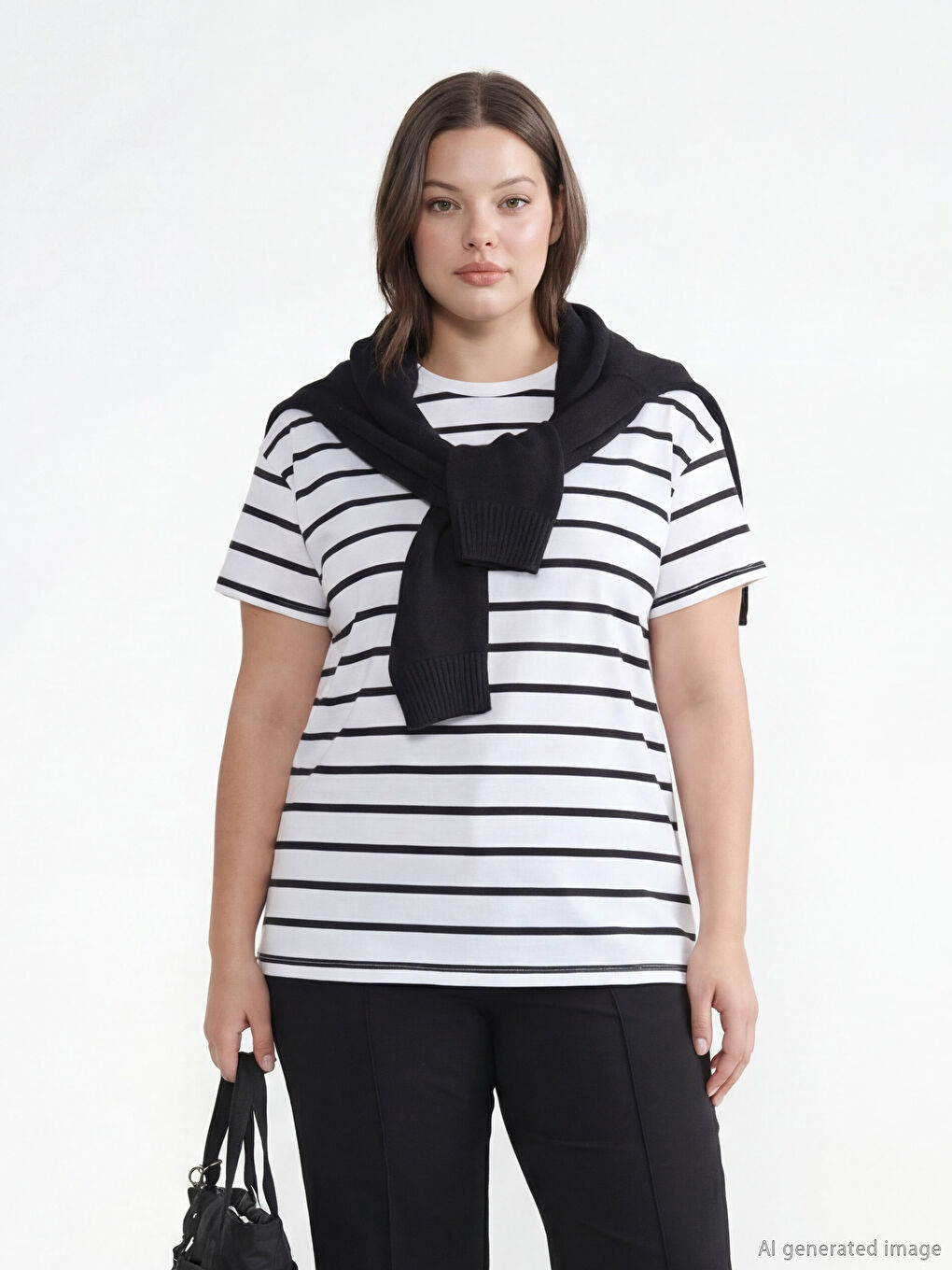 Crew Neck Striped Women's T-Shirt-1
