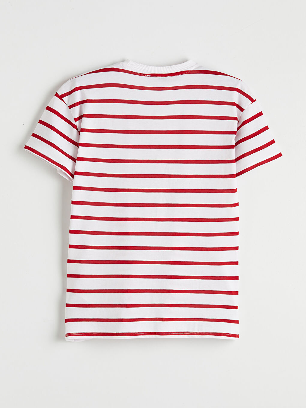Kırmızı Bisiklet Yaka Çizgili Kadın Tişört	-5