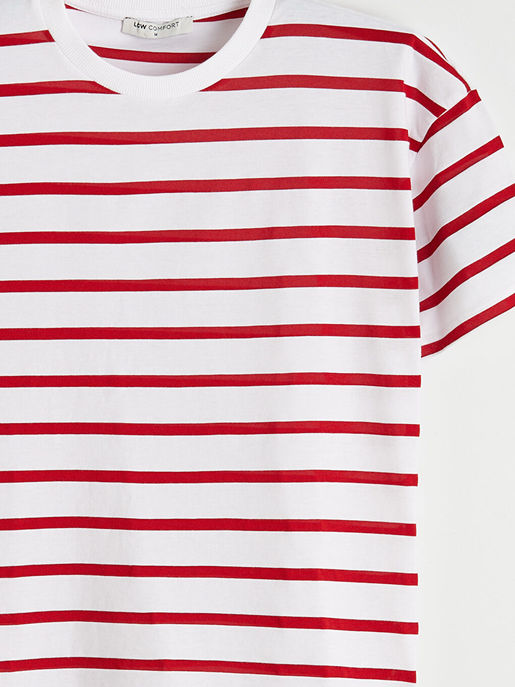 Kırmızı Bisiklet Yaka Çizgili Kadın Tişört	-6