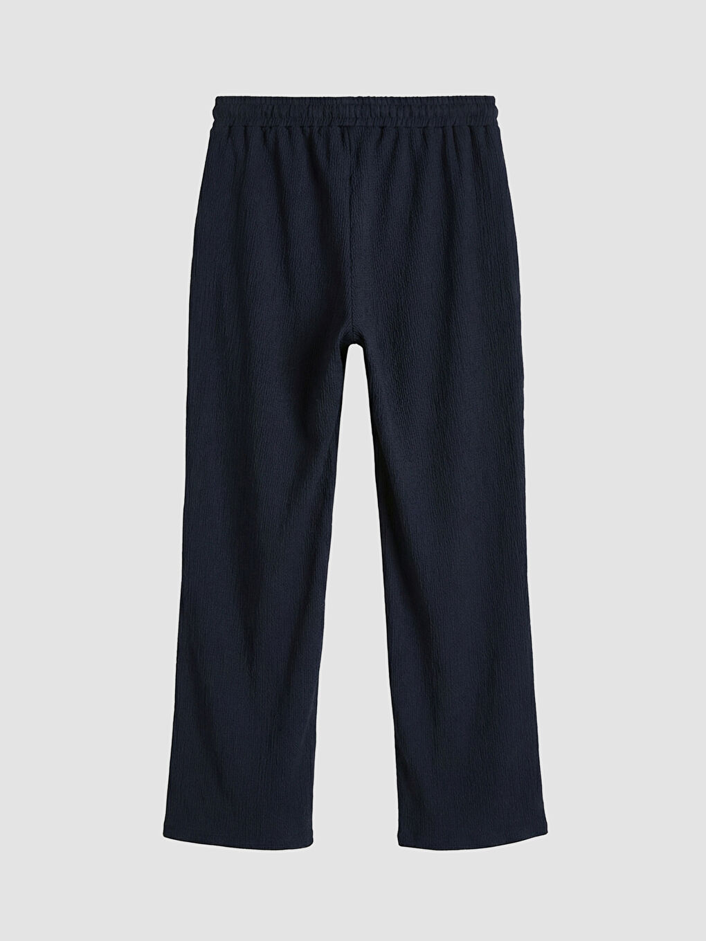 Lacivert Beli Lastikli Dokulu Kadın Pantolon-5