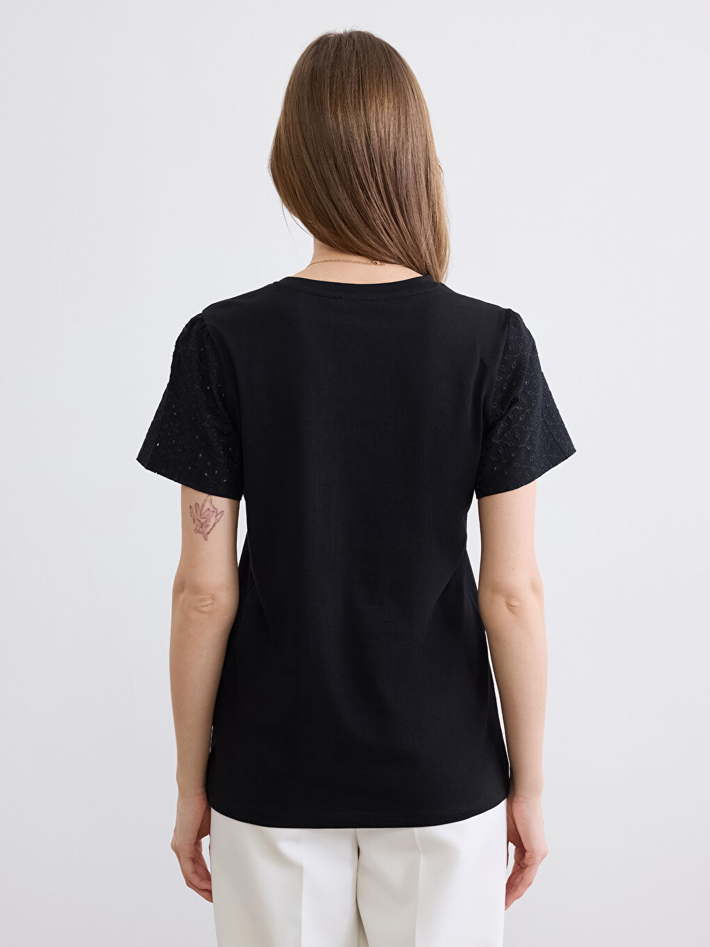 Siyah Bisiklet Yaka Ajurlu Bluz-3