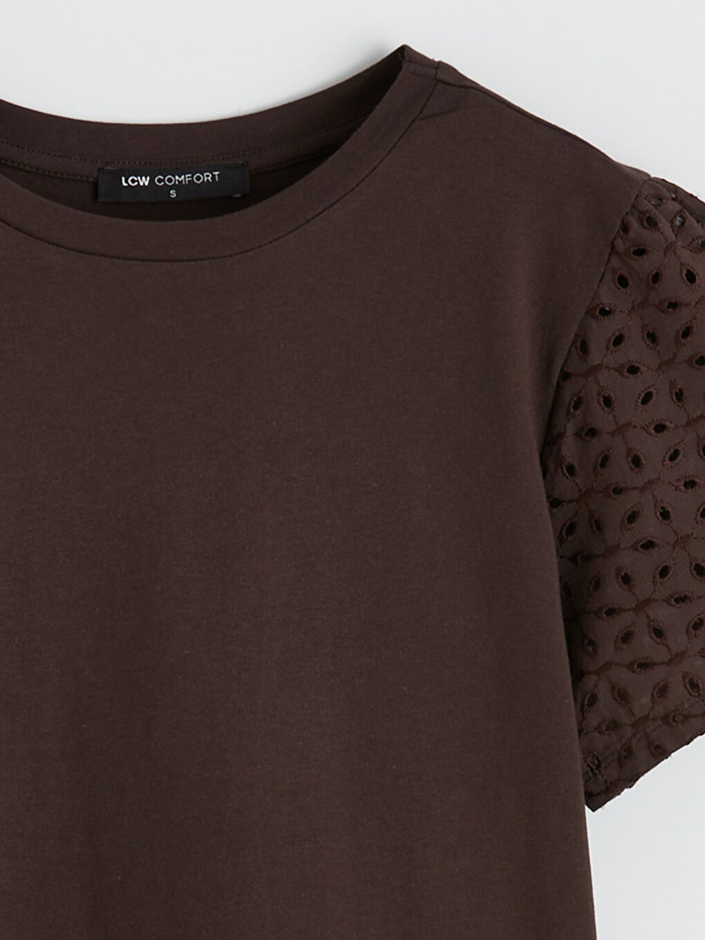 Kahverengi Bisiklet Yaka Ajurlu Bluz-1