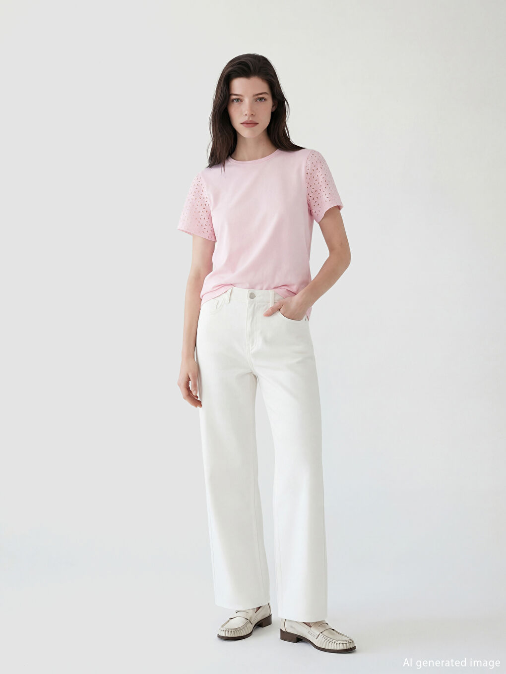 Pembe Bisiklet Yaka Ajurlu Bluz-1