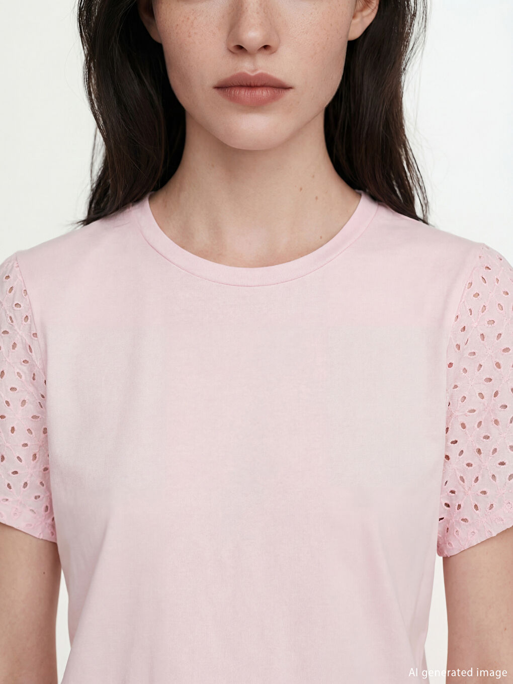 Pembe Bisiklet Yaka Ajurlu Bluz-2