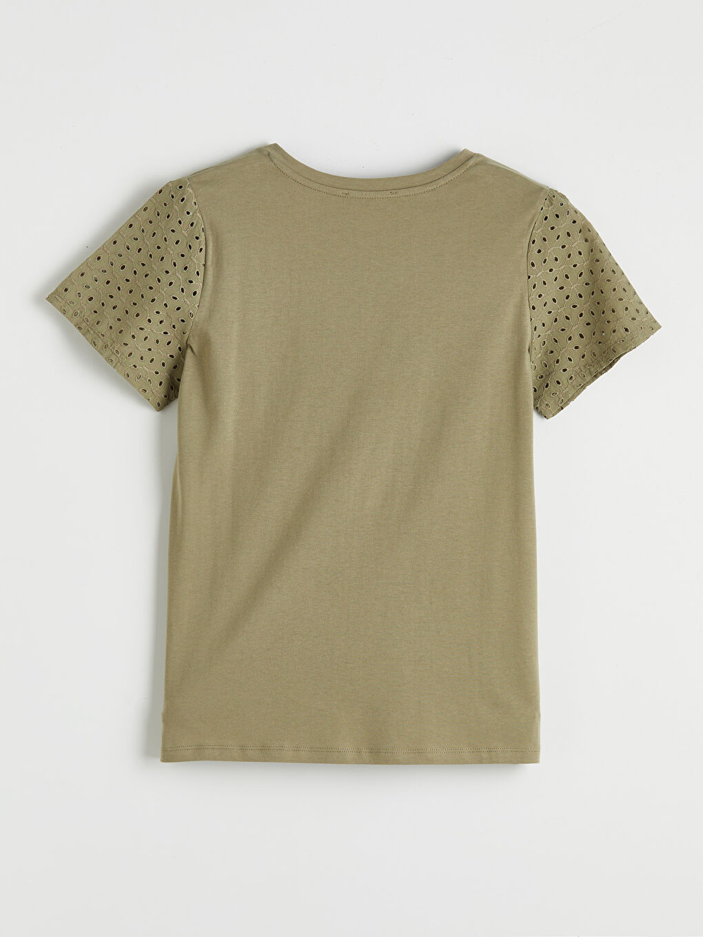 Haki Bisiklet Yaka Ajurlu Bluz-1