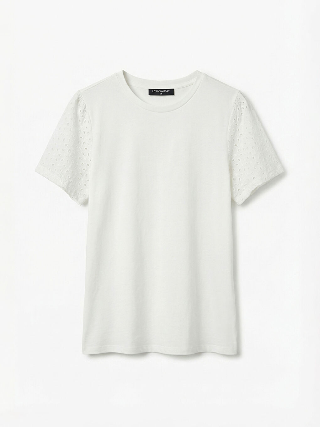 Ekru Bisiklet Yaka Ajurlu Bluz-4