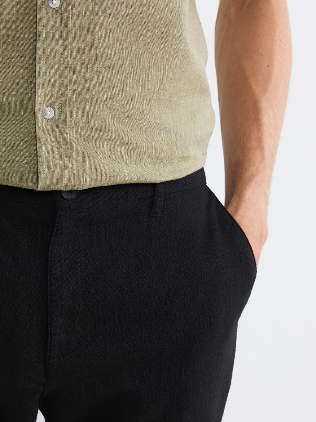 Siyah Standart Kalıp Erkek Pantolon-3