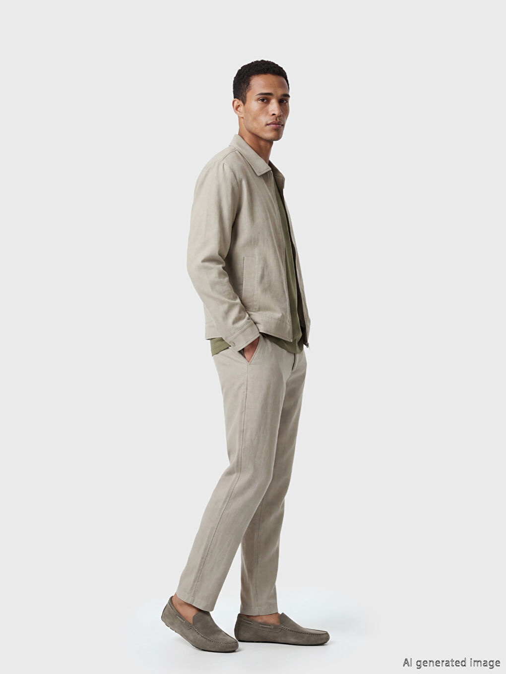 Bej Standart Kalıp Erkek Pantolon