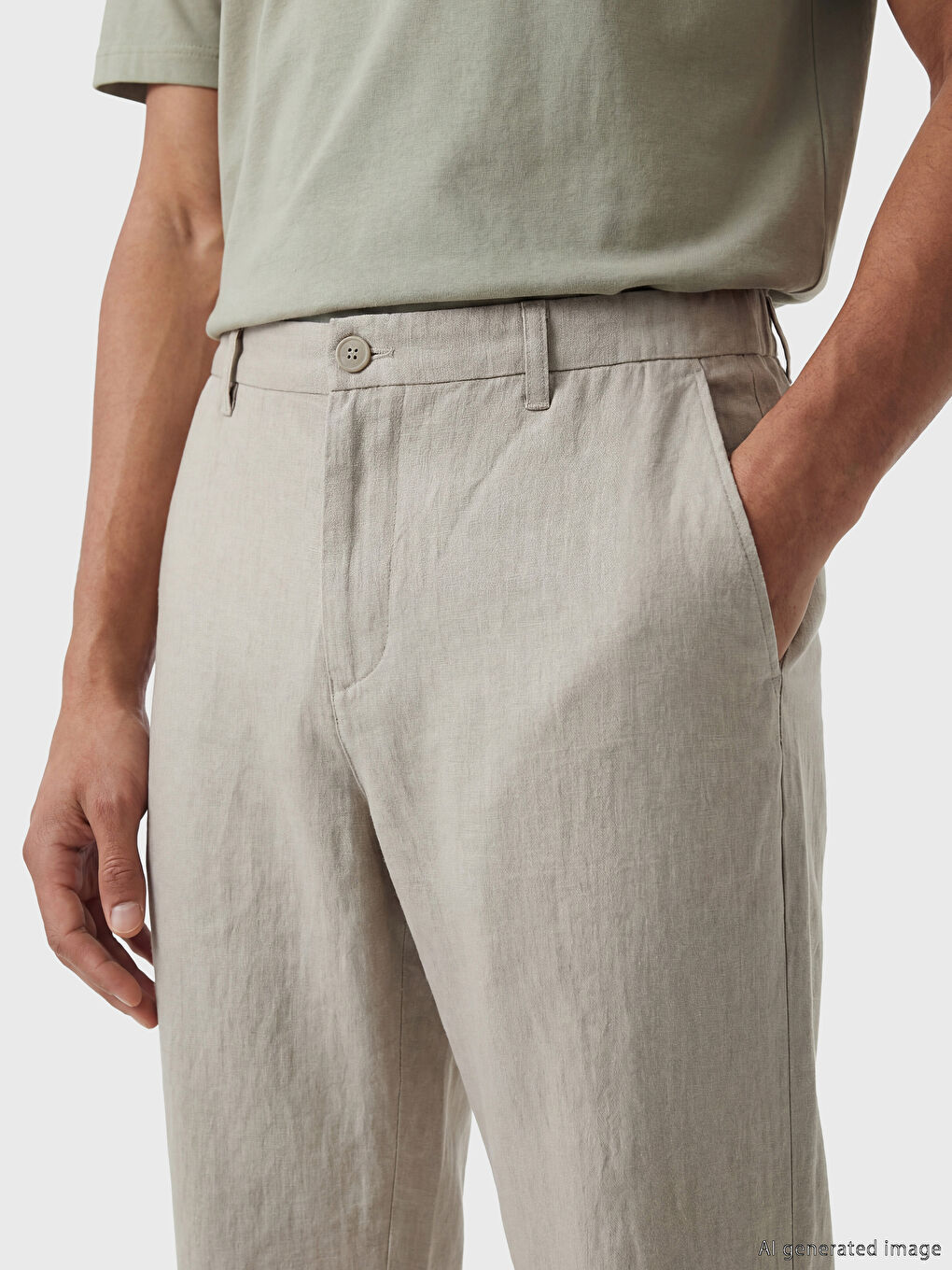 Bej Standart Kalıp Erkek Pantolon-2