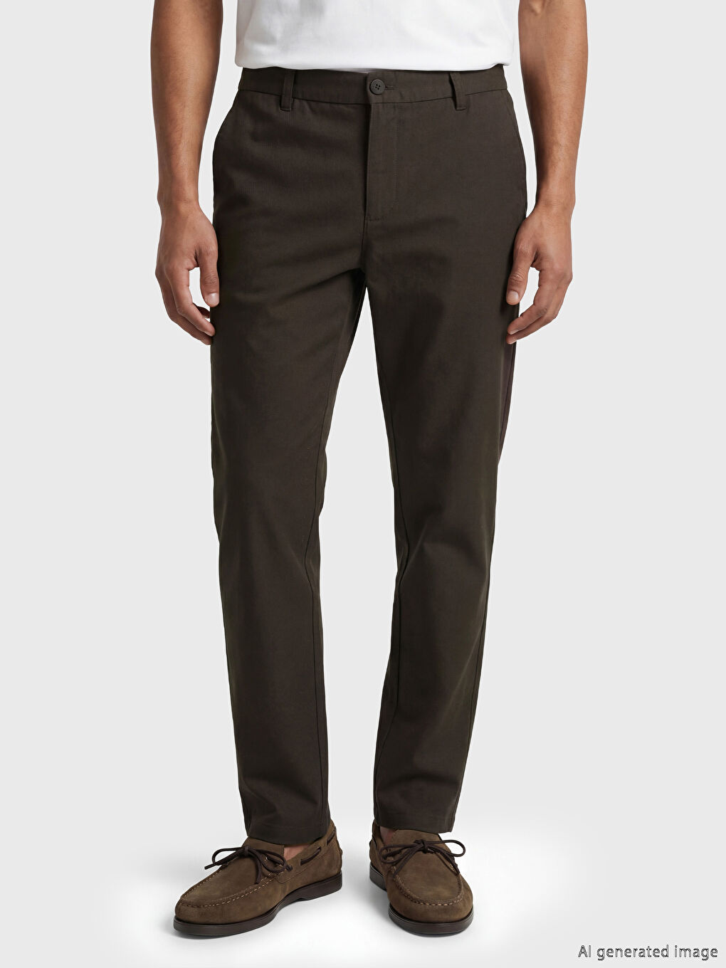 Kahverengi Standart Kalıp Erkek Pantolon-1
