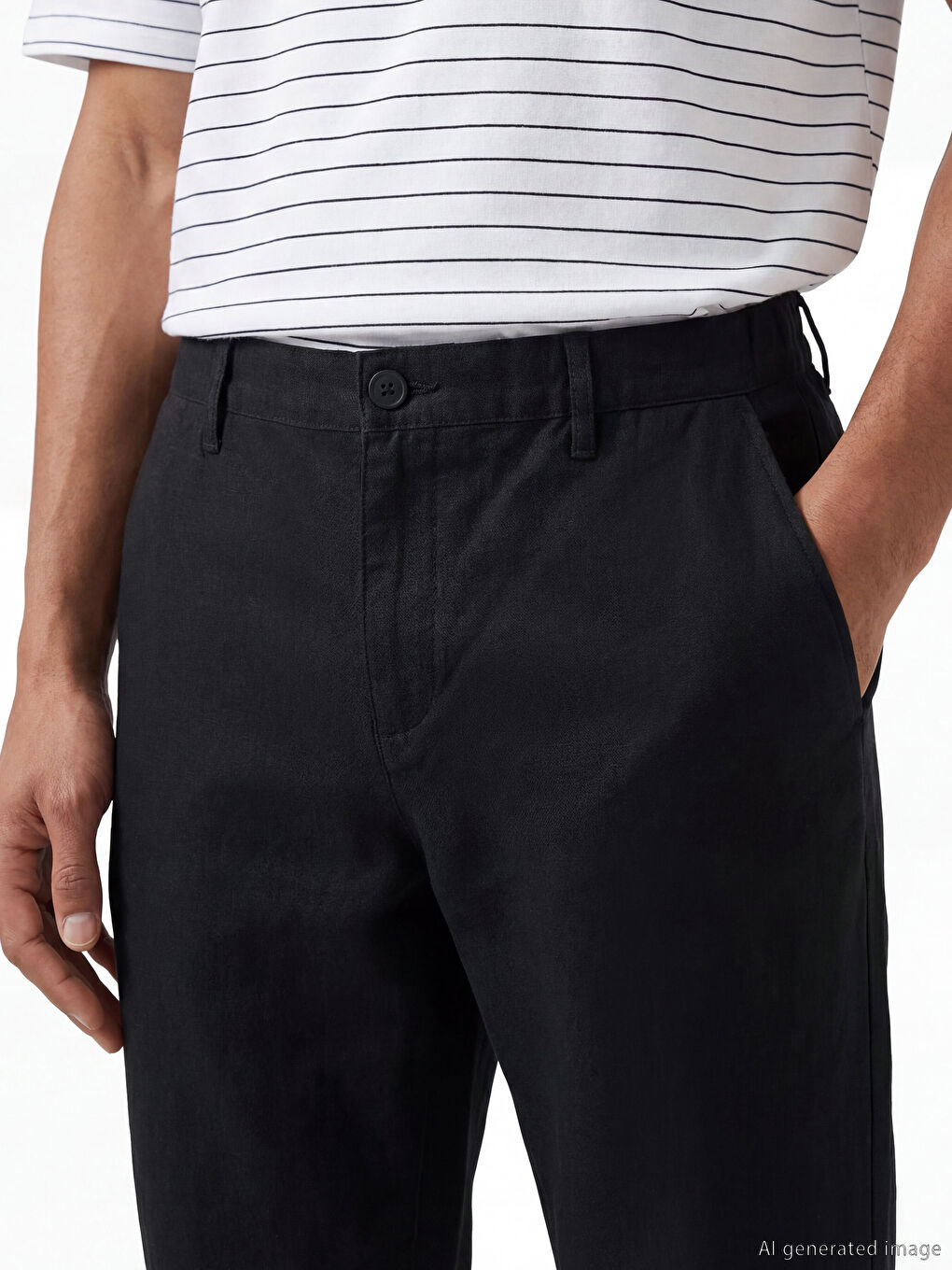 Siyah Standart Kalıp Erkek Pantolon-3