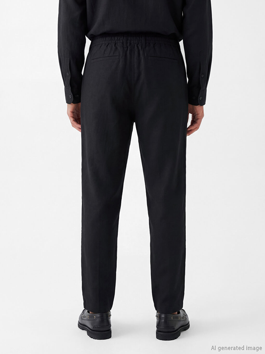 Siyah Standart Kalıp Erkek Pantolon-4