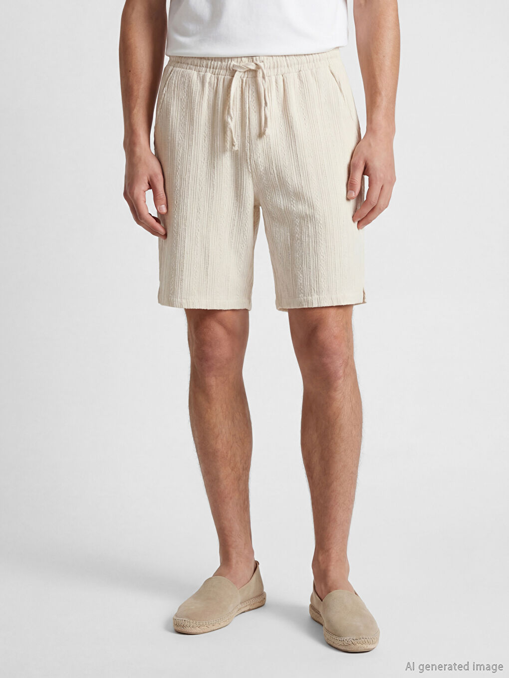 Мъж Екрю Къси панталонки-шорти-1