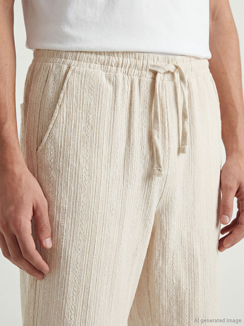 Мъж Екрю Къси панталонки-шорти-2