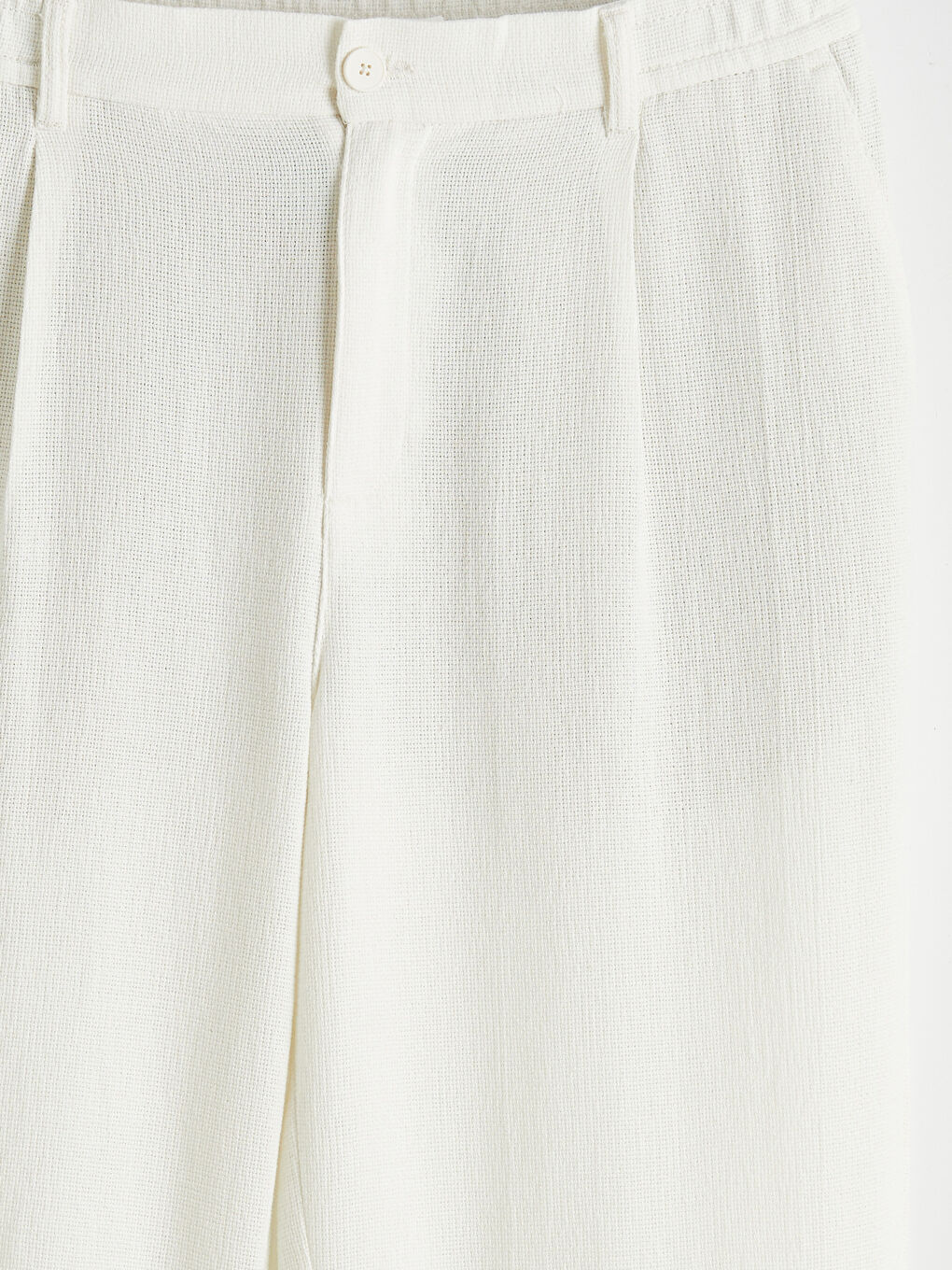 Ekru Rahat Kalıp Pileli Erkek Pantolon-2