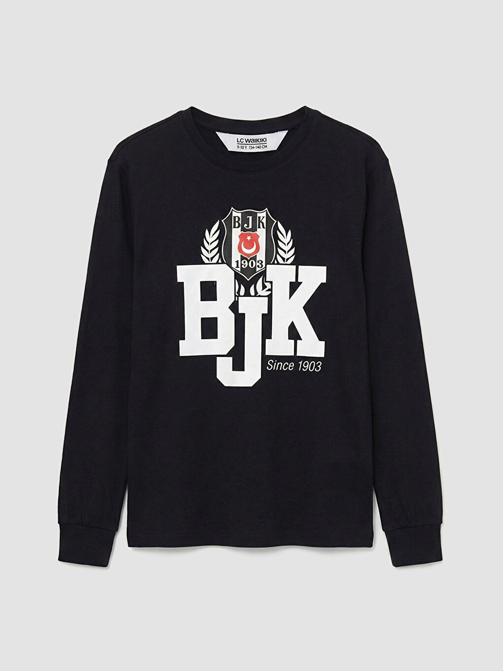 Siyah Bisiklet Yaka Beşiktaş Baskılı Erkek Çocuk Pijama Takım-1