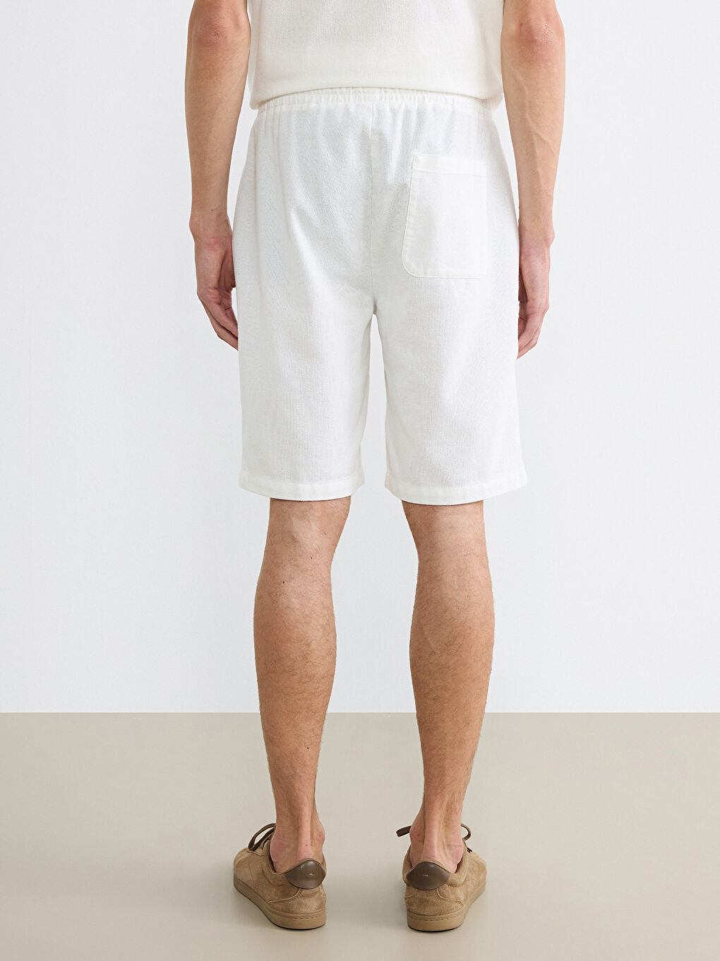 Beyaz Regular Fit Erkek Şort-3