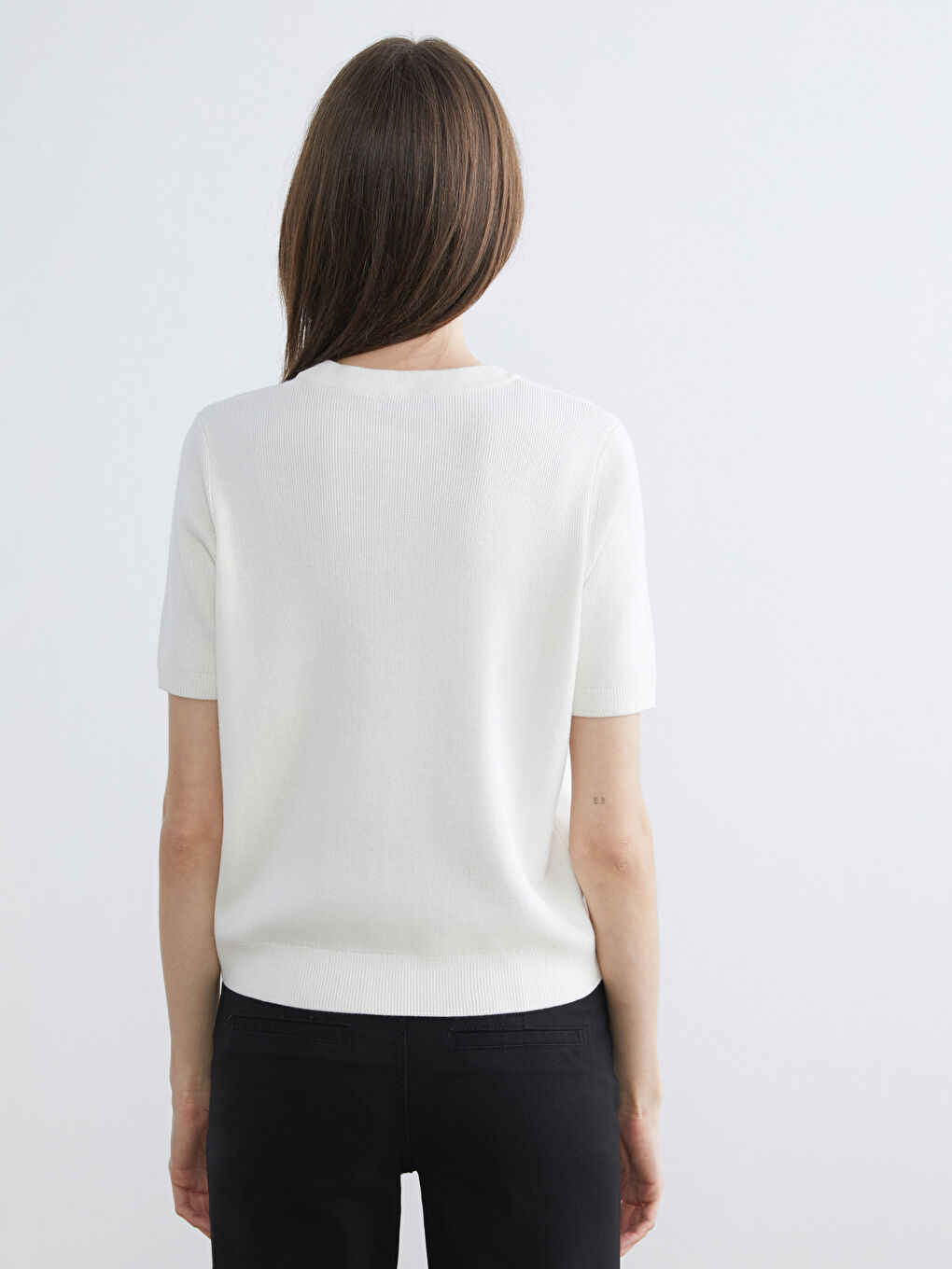 Women's crew neck knit cardigan-3