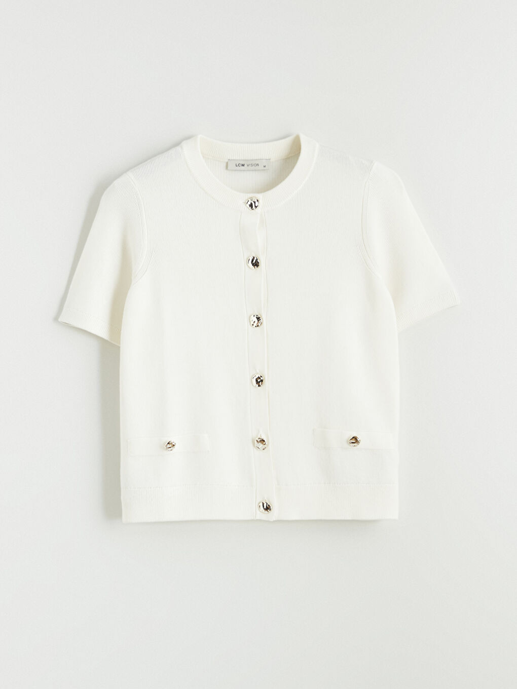 Women's crew neck knit cardigan-4