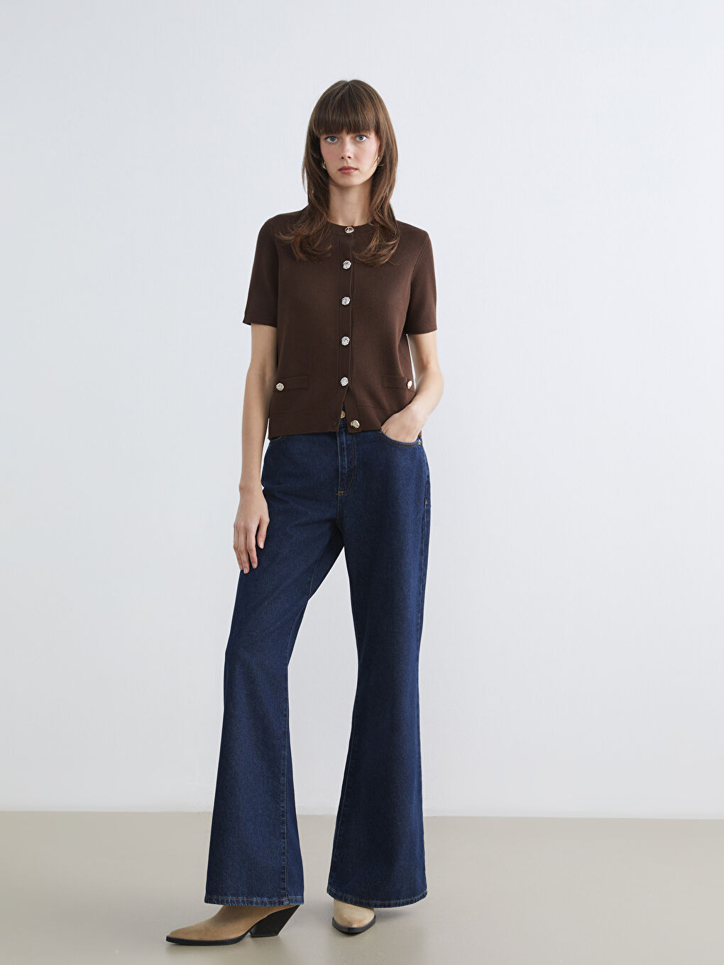 Әйелдер қоңыр Кардиган-1