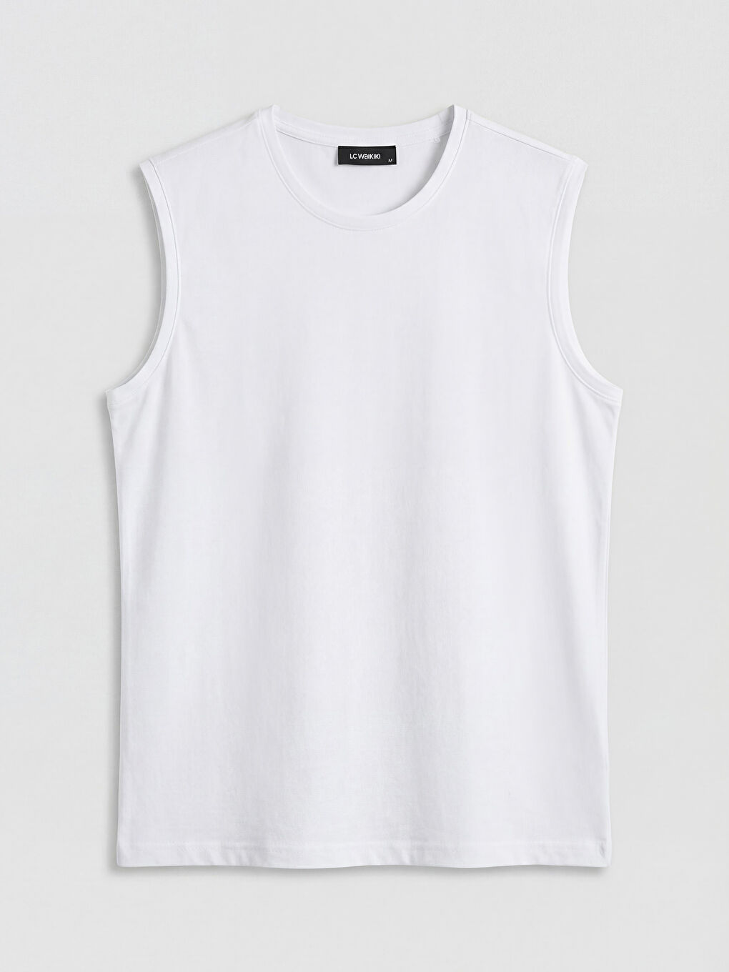 Beyaz Bisiklet Yaka Penye Erkek Atlet