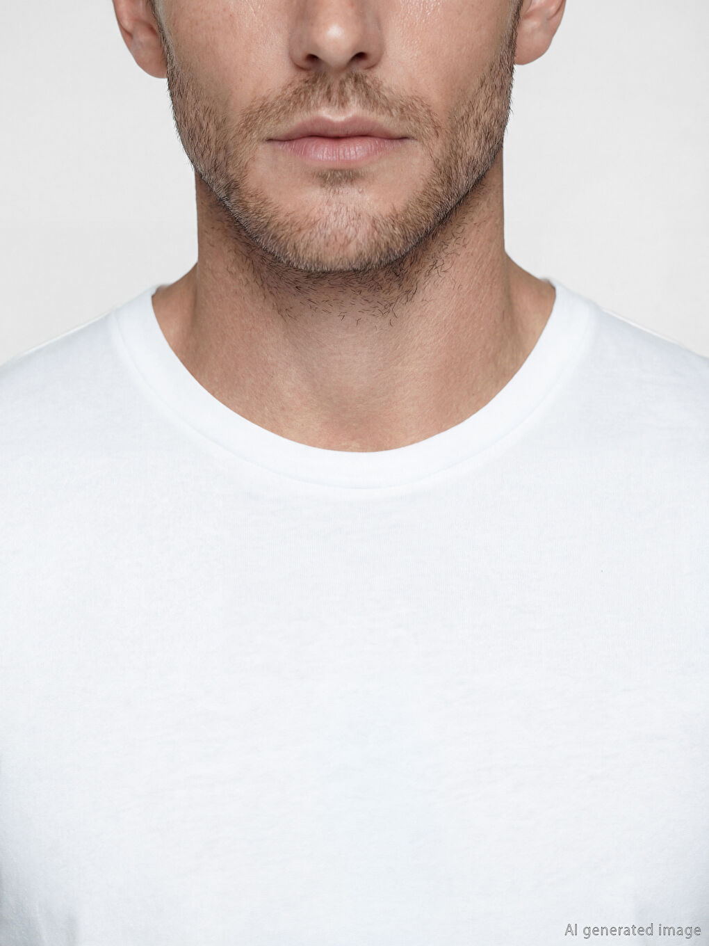 Beyaz Bisiklet Yaka Penye Erkek Atlet-2