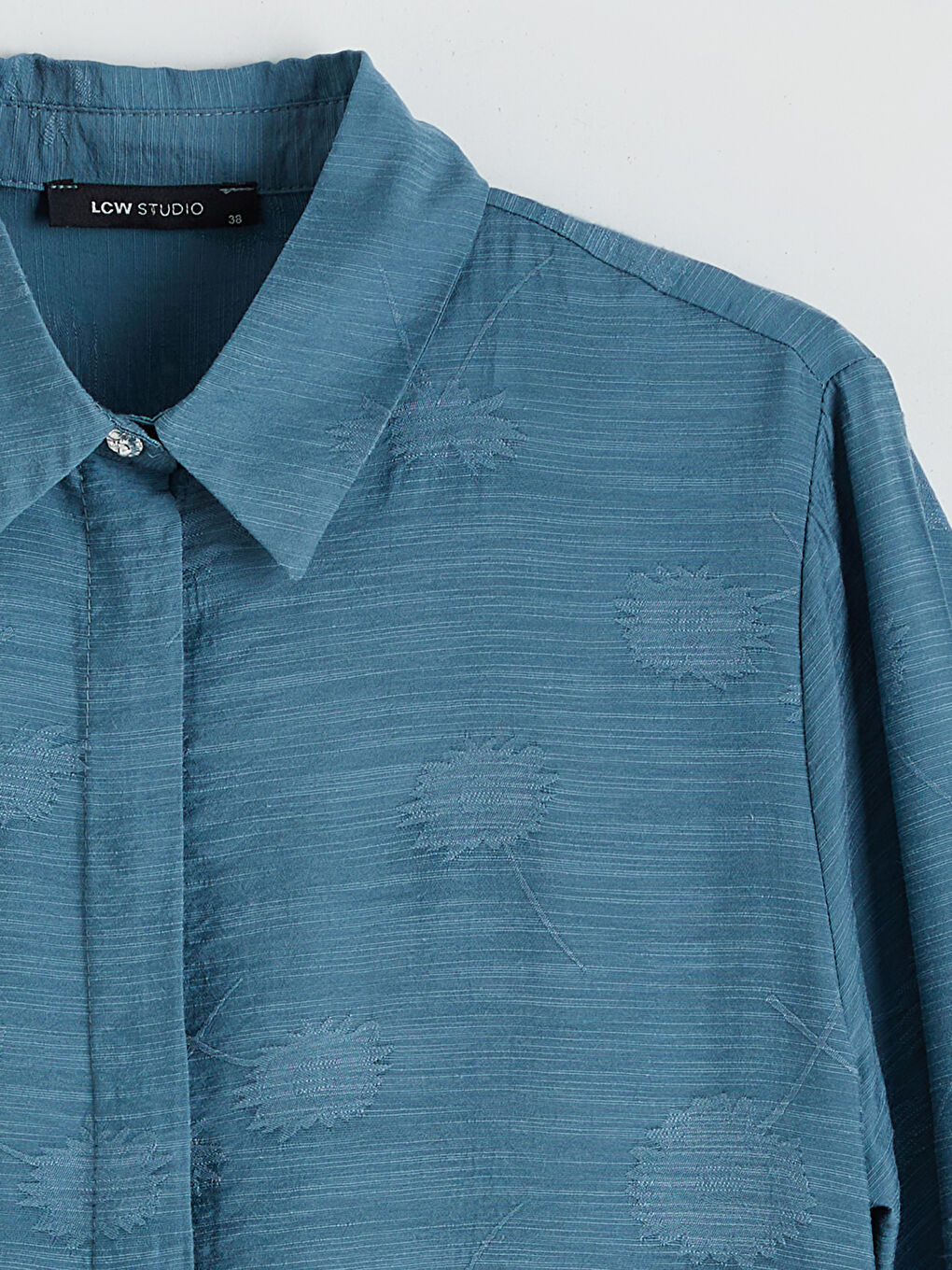 Petrol Nakışlı Oversize Kadın Gömlek Tunik-5