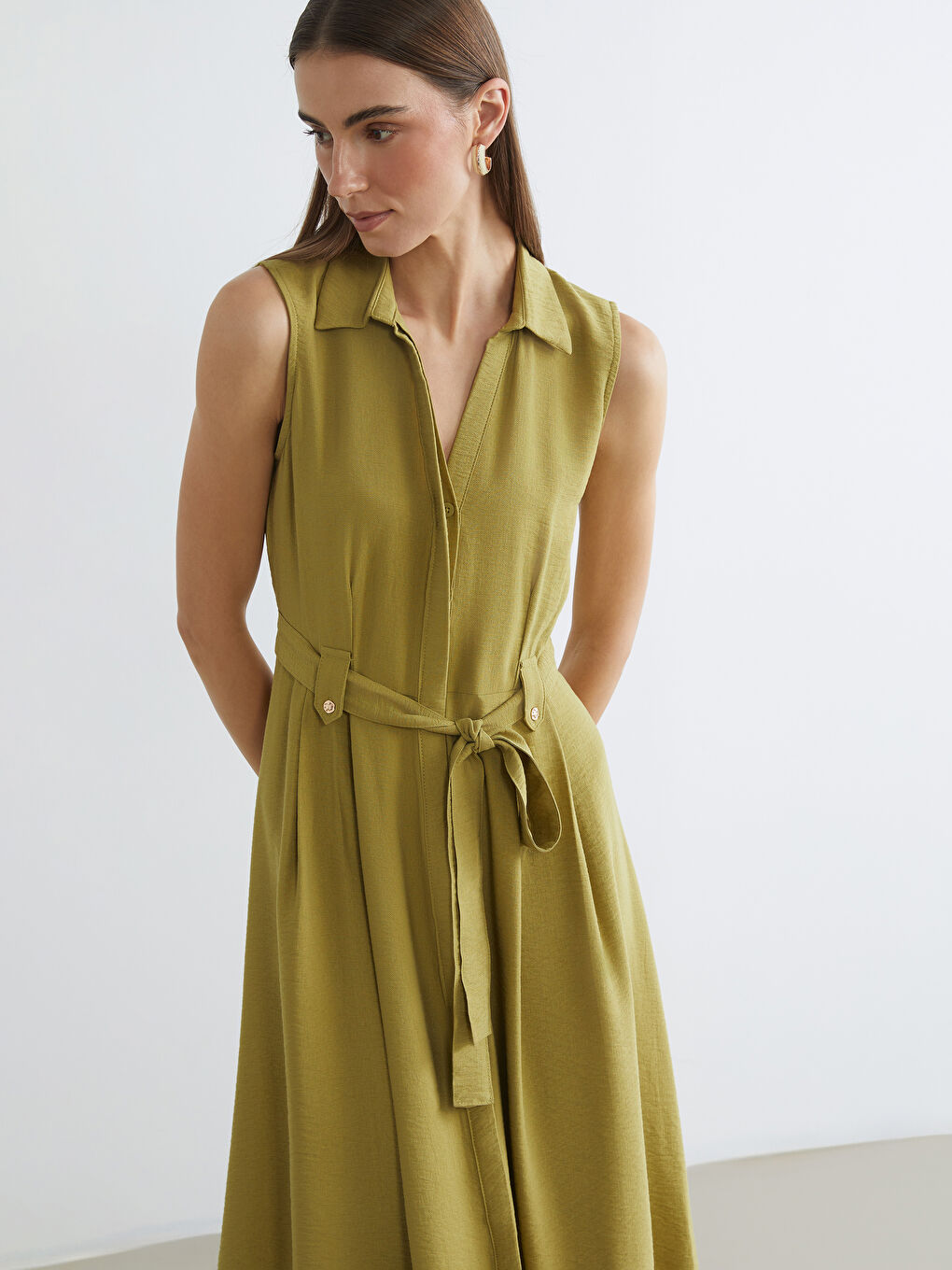 Women's Shirt Dress with Belt-1