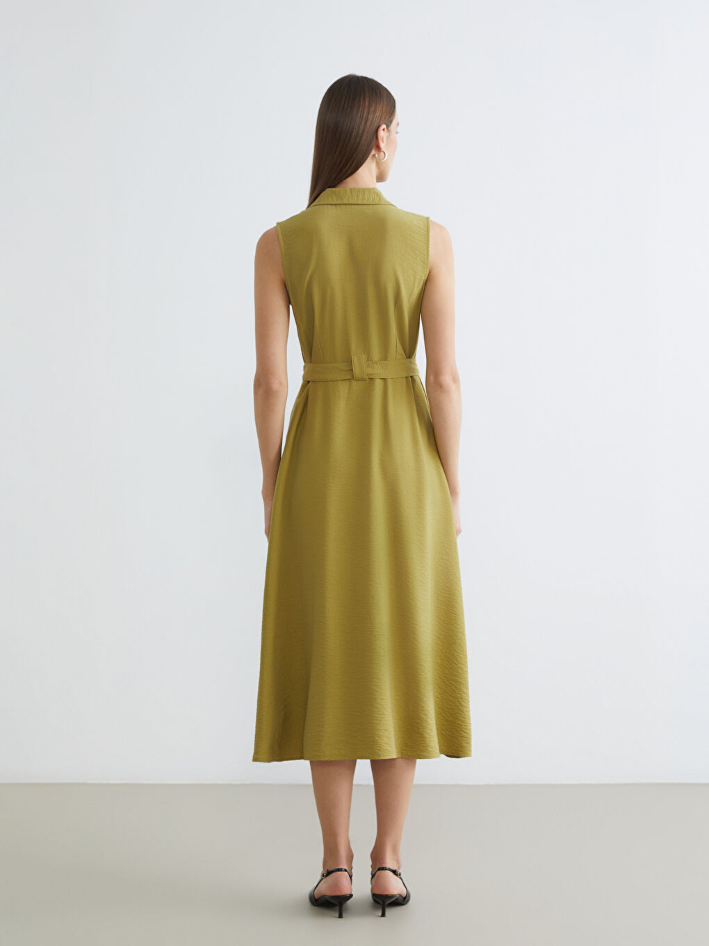 Women's Shirt Dress with Belt-3