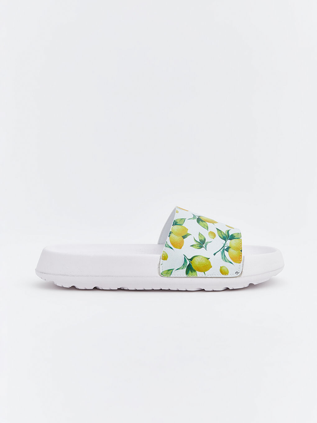 Beyaz Limon Baskılı Kadın Terlik-1