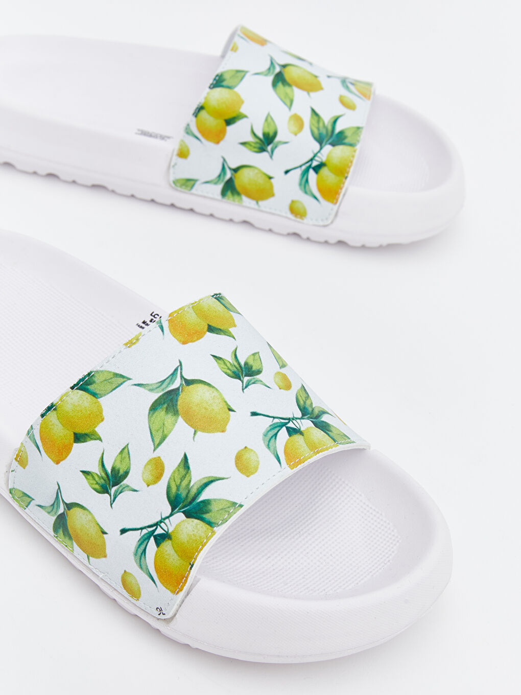 Beyaz Limon Baskılı Kadın Terlik-2