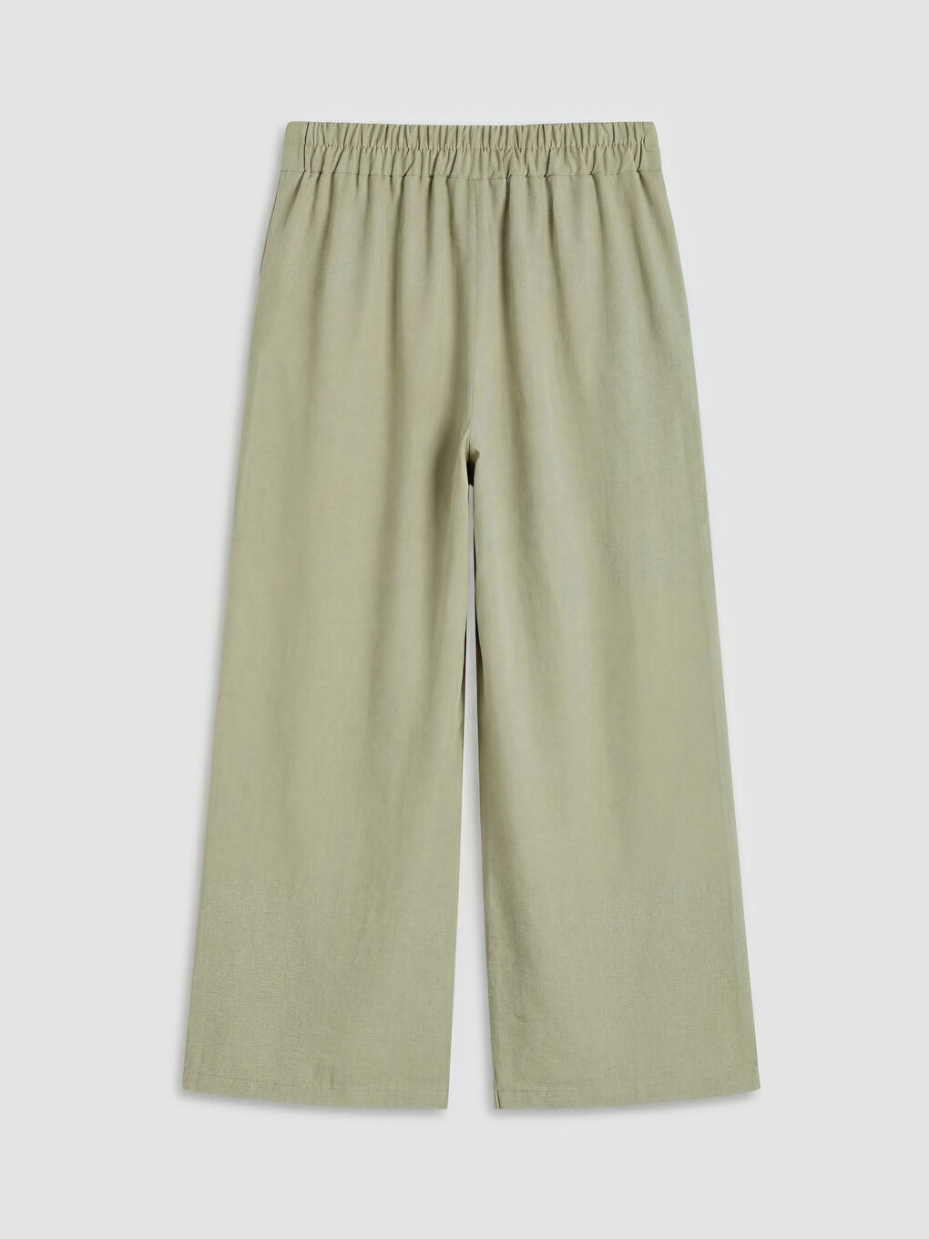 Haki Beli Lastikli Geniş Paça Kadın Pantolon-1