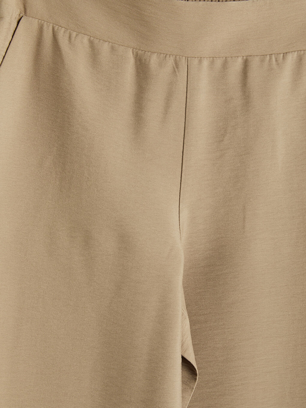 Bej Beli Lastikli Geniş Paça Kadın Pantolon-2