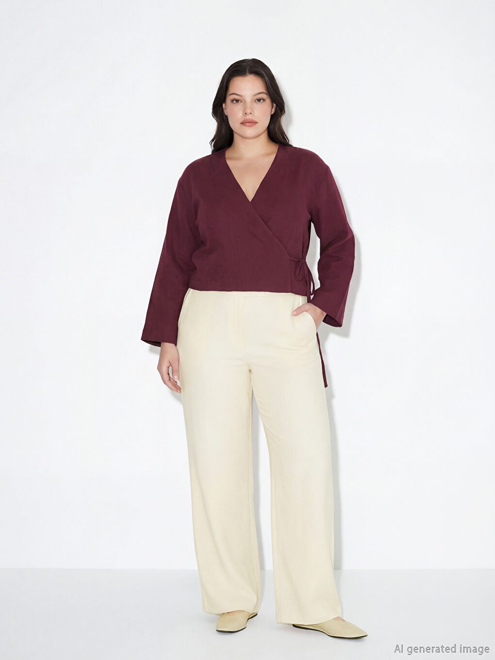 Effortless elegance in our wide-leg trousers, designed with a comfortable elastic waistband.-1