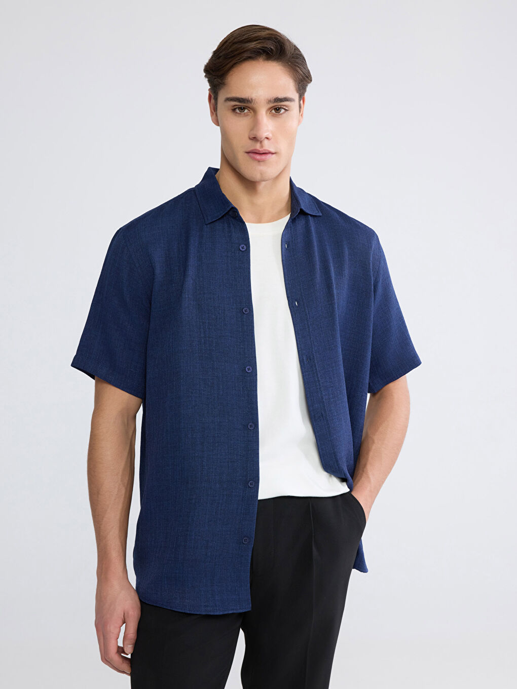 Lacivert Regular Fit Erkek Gömlek