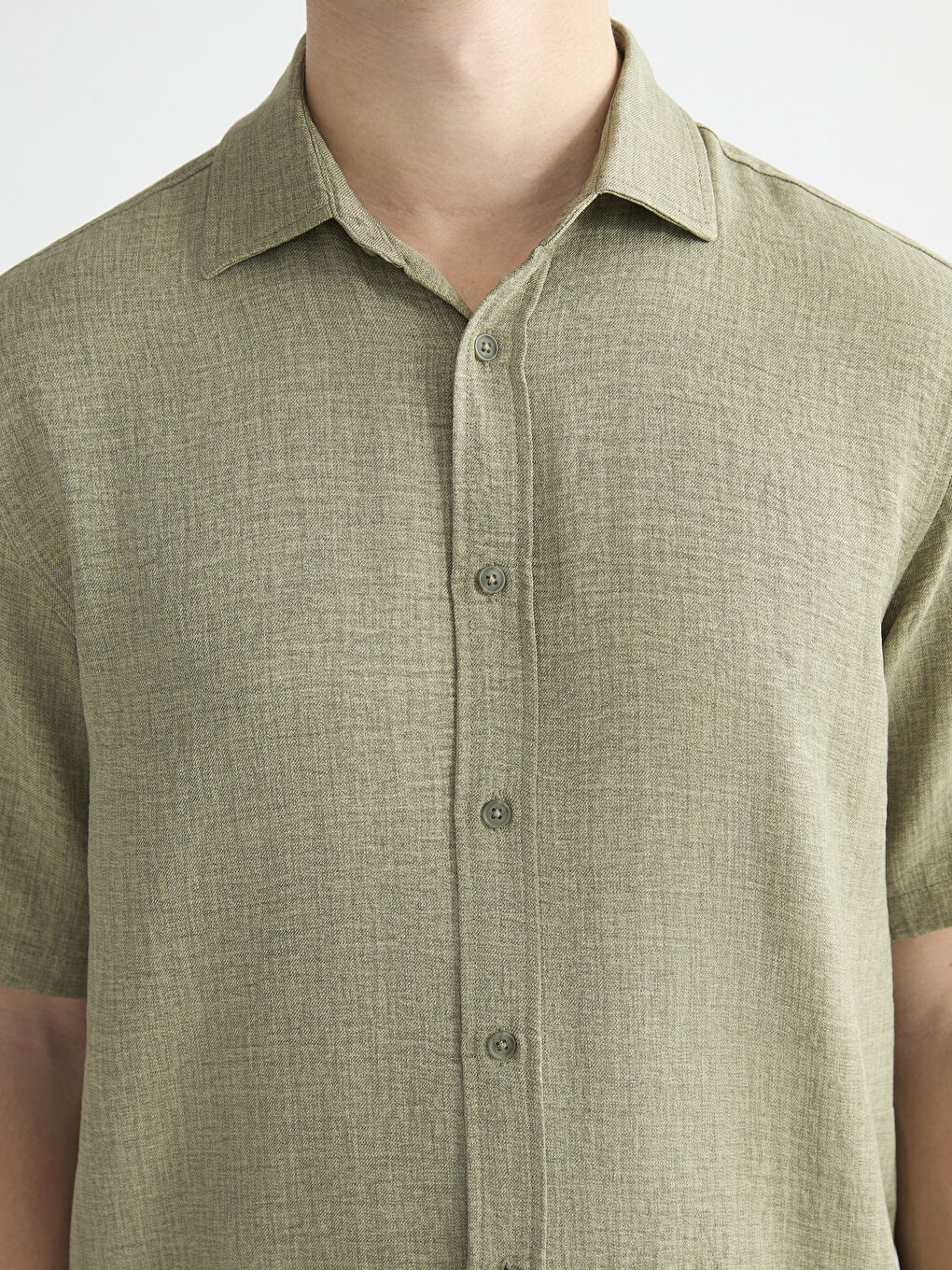 Haki Regular Fit Poplin Erkek Gömlek-2